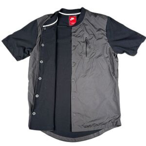 Nike Mens Tech Hybrid Bomber Sz M Black Short Sleeve Snap Down Jacket 678614 010